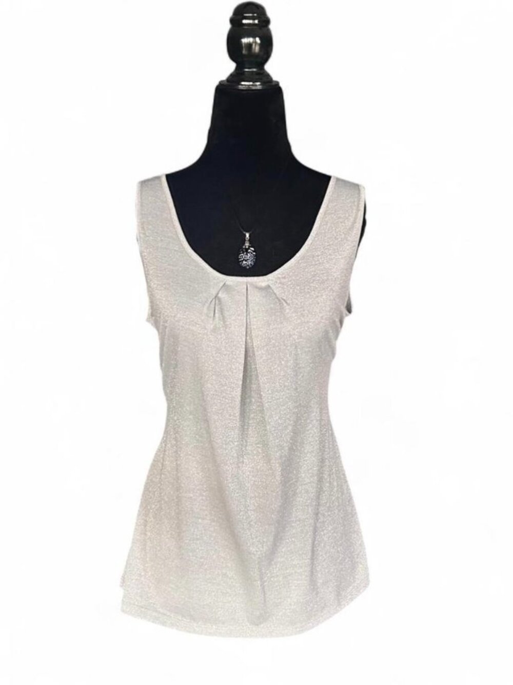 LOFT Silver Metallic Bow Top S Elegant Party